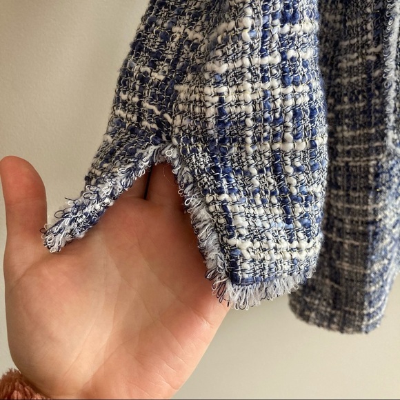 NWT Sara Campbell Blue Button Down Tweed Shirt Jacket XS - Picture 7 of 9